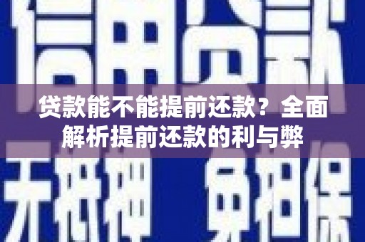 云霄贷款能不能提前还款？全面解析提前还款的利与弊