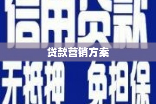 云霄贷款营销方案