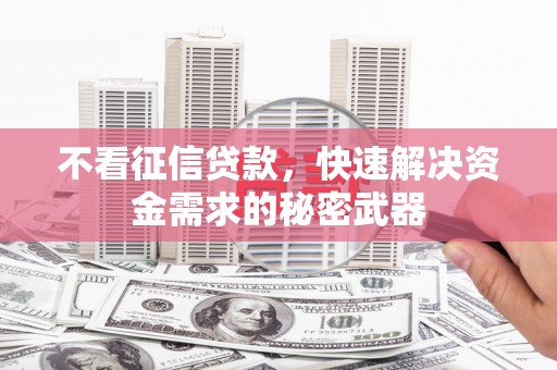 云霄不看征信贷款，快速解决资金需求的秘密武器
